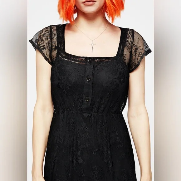 Disturbia Delilah Capped Sleeve Lace Midi Dress US 4 / UK 8 - Picture 5 of 9
